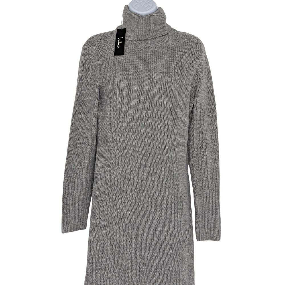 Lulus Sheerah Turtleneck Knit Sweater Dress Long Sleeve Gray - Picture 5 of 12